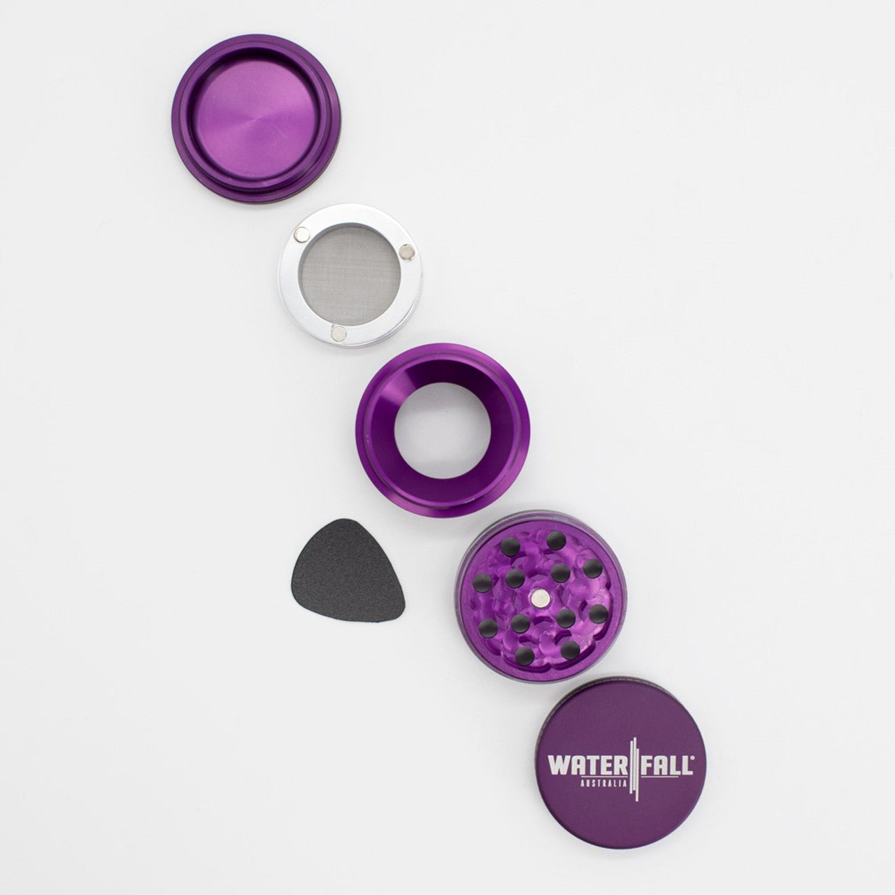 Waterfall 4-Piece Dry Herb Grinder with Removable Screen - Matte (43mm) - Image 19